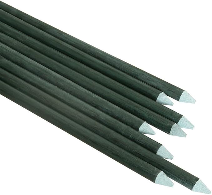 Garden Stakes 3/8" Dia 6 FT FRP Plant Supporting Stakes for Climbing Tomato Cucumber Strawberry Bean Tree, Pack of 10, Dark Green