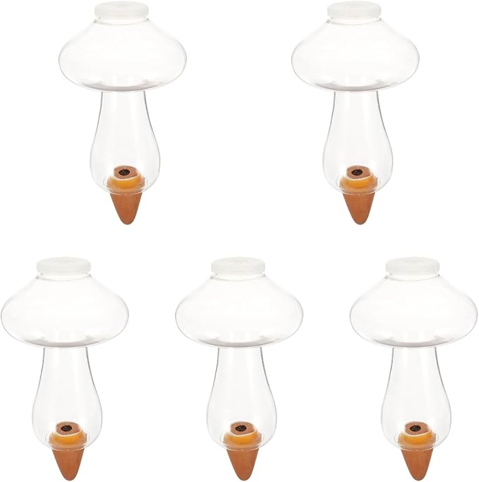 Yardwe 5PCS Plant Watering Globes, 300ML Self-Watering Bulb Mushroom Shape Watering Bulb Plant Waterer Stakes for Indoor Outdoor Plants