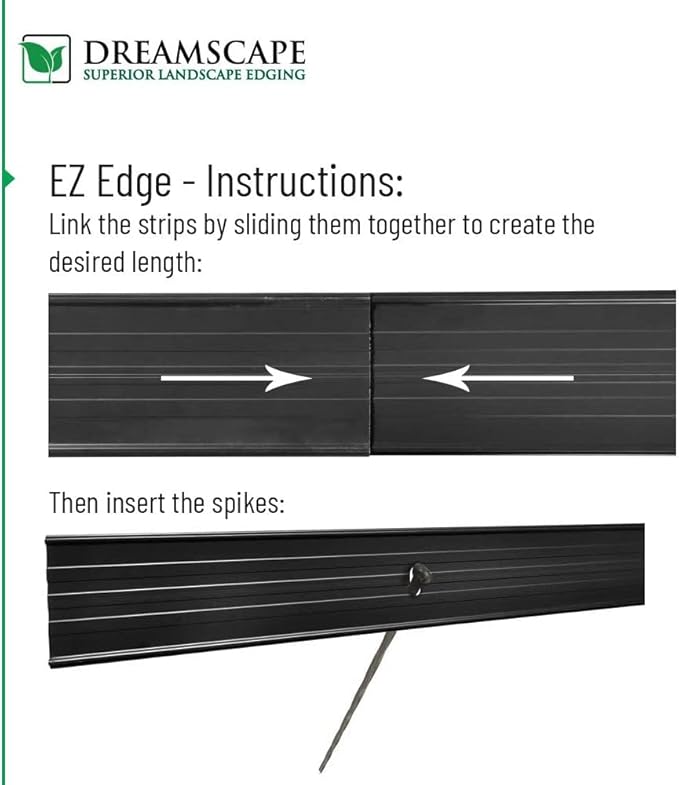 Dreamscape E-Z Edge Aluminum Landscape Edging - 8 Strips, 6ft Each (48ft Total), Mill Finish (Natural Aluminum) - Professional Quality Landscaping Border, Metal Divider for Lawn, Garden, Flowerbed…