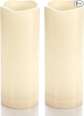 CANDLE CHOICE Waterproof Outdoor Battery Operated Flameless Candles with Timer Flickering Plastic Resin Electric LED Pillar Lights for Lantern Patio Garden Wedding Party Decorations 3x8 Inches 2 Pack