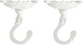 Sungmor Heavy Duty Ceiling Hooks for Hanging Plants, 2PC White 3.5x3.9Inch Large Cast Iron Ceiling Hooks, Antique Decorative Ceiling Swag Hooks for Hanging Planter Chandelier Wind Chime Lantern Hanger