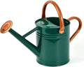 Steel Watering Can Sliver Galvanized Steel Watering Can with Copper Accents,Removable Rosette-Diffuser,One-Gallon Green
