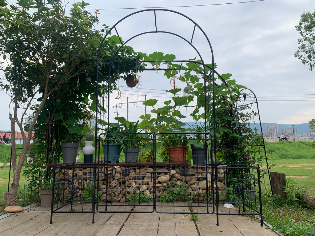 Garden Arch Arbor Trellis for Climbing Plants with Gate