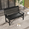 52 Inch All-Weather HDPE Outdoor Bench with Backrest and Armrests-Black