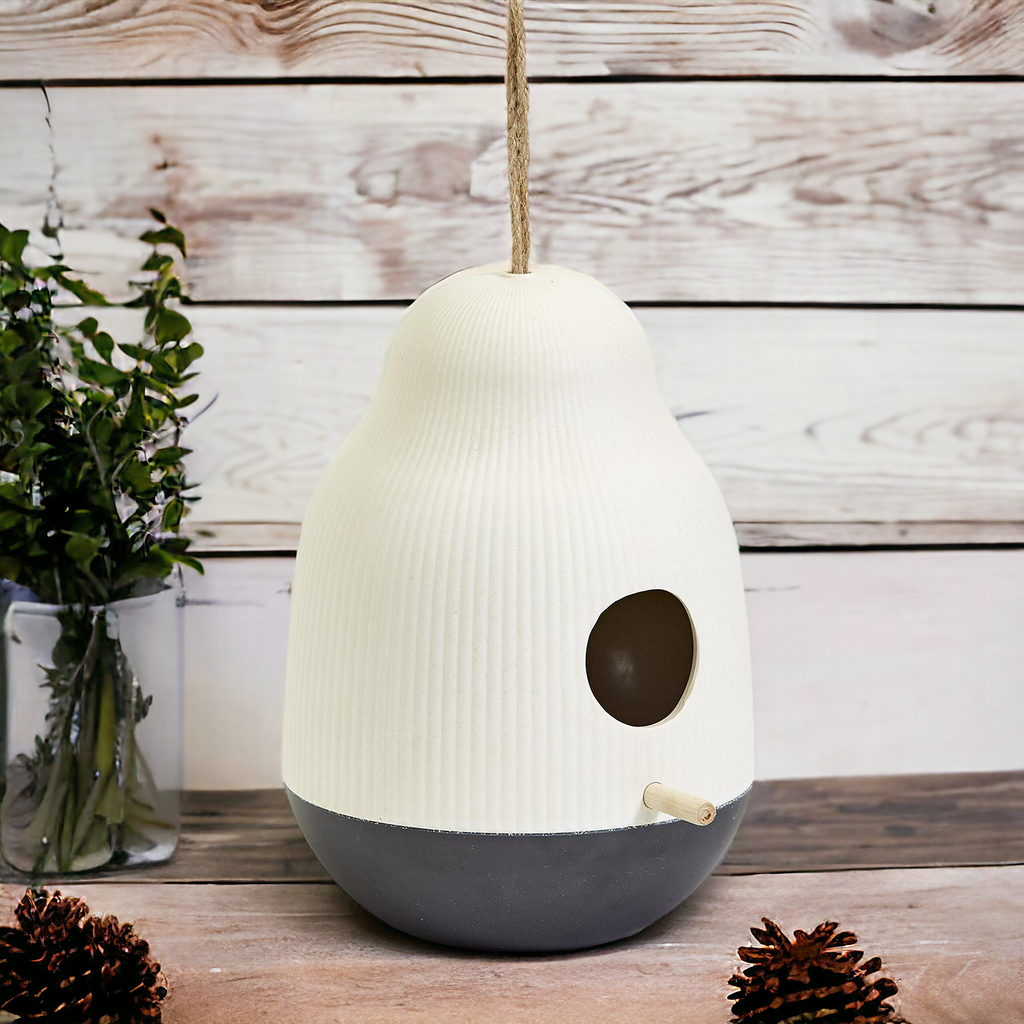 Cocoon Bird Feeder Resin Hanging Modern Garden Feeder Weatherproof Easy Clean