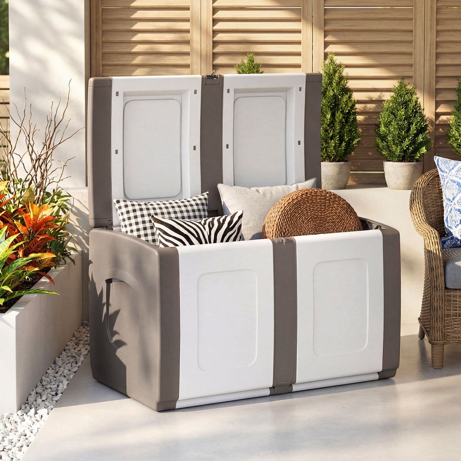 53 Gallon Patio Container with Lockable Lid for Packages and Garden