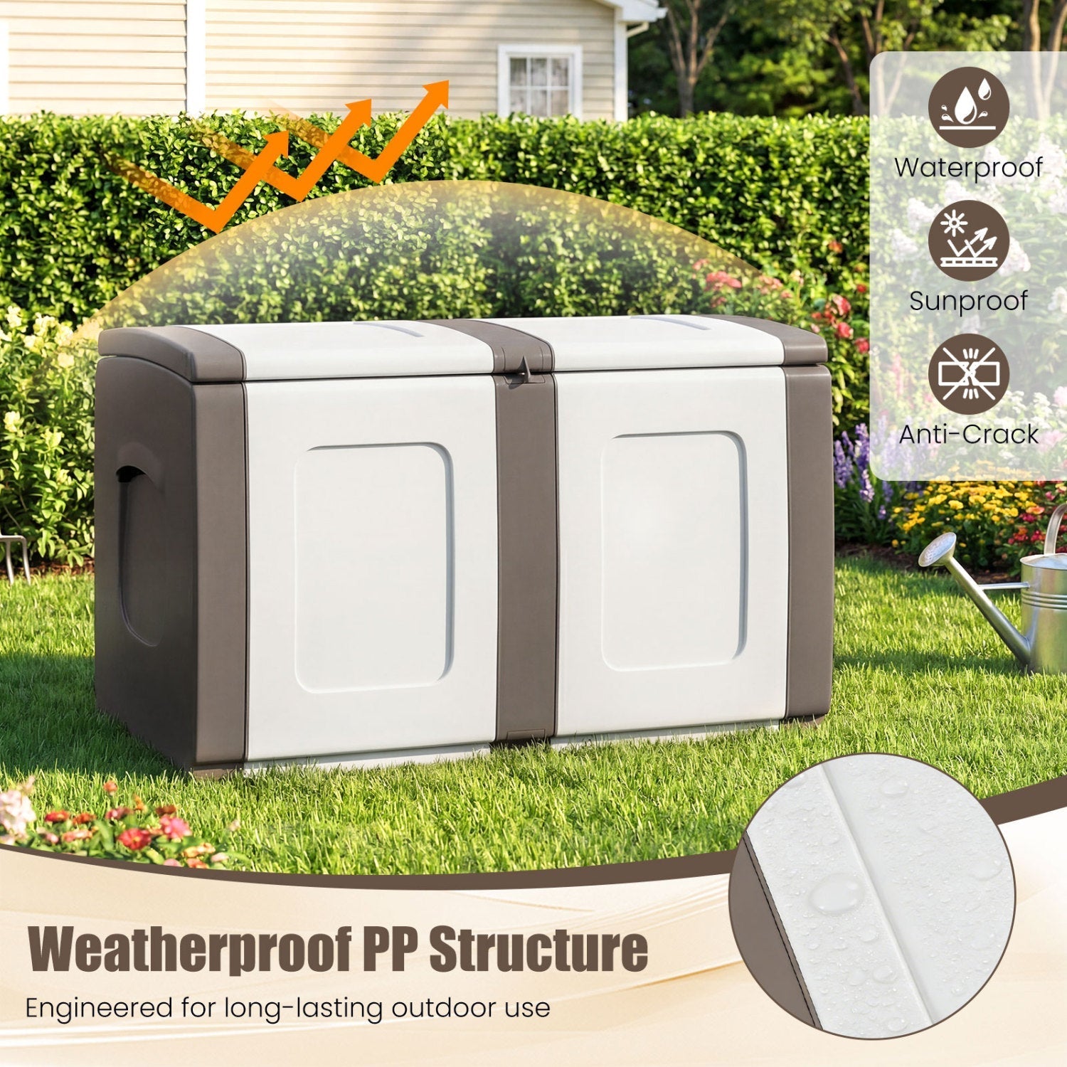 53 Gallon Patio Container with Lockable Lid for Packages and Garden