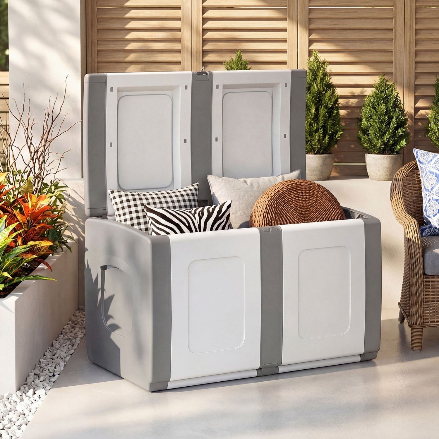 53 Gallon Patio Container with Lockable Lid for Packages and Garden