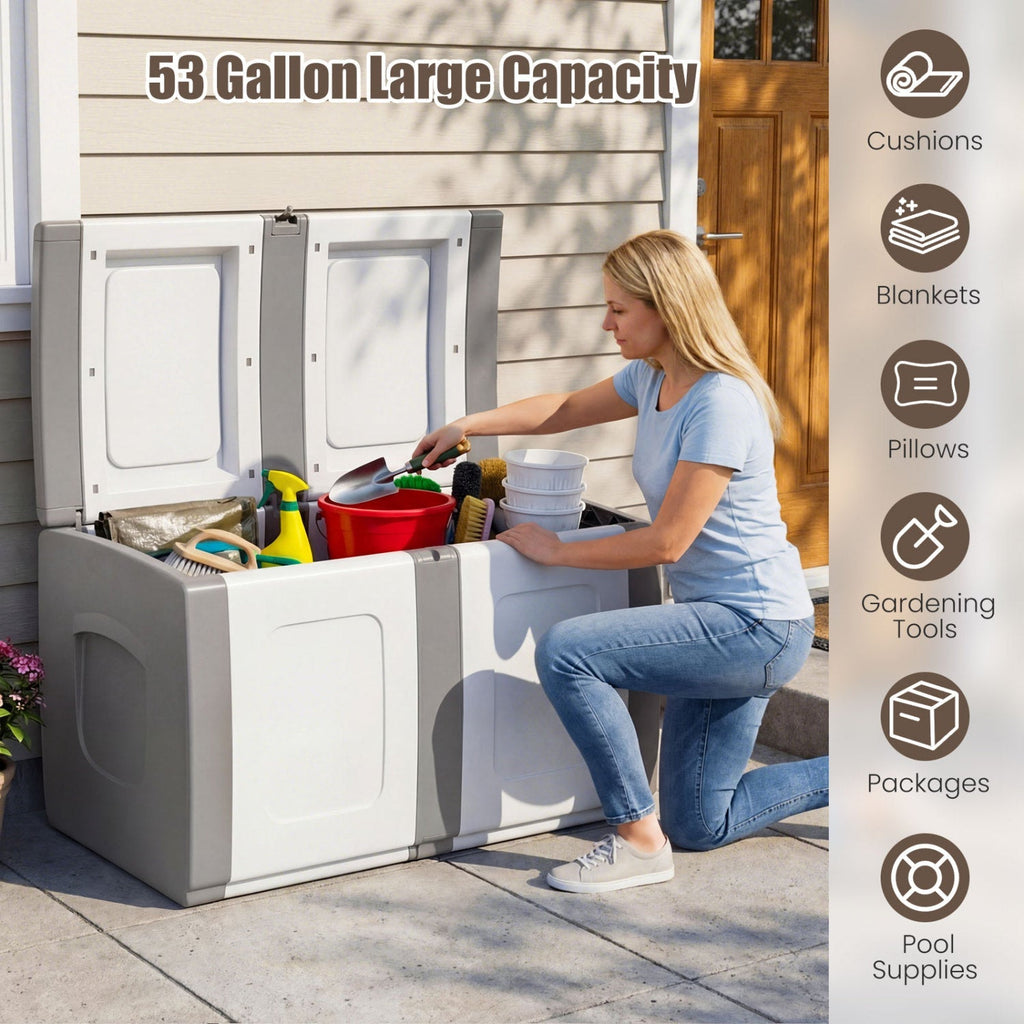 53 Gallon Patio Container with Lockable Lid for Packages and Garden