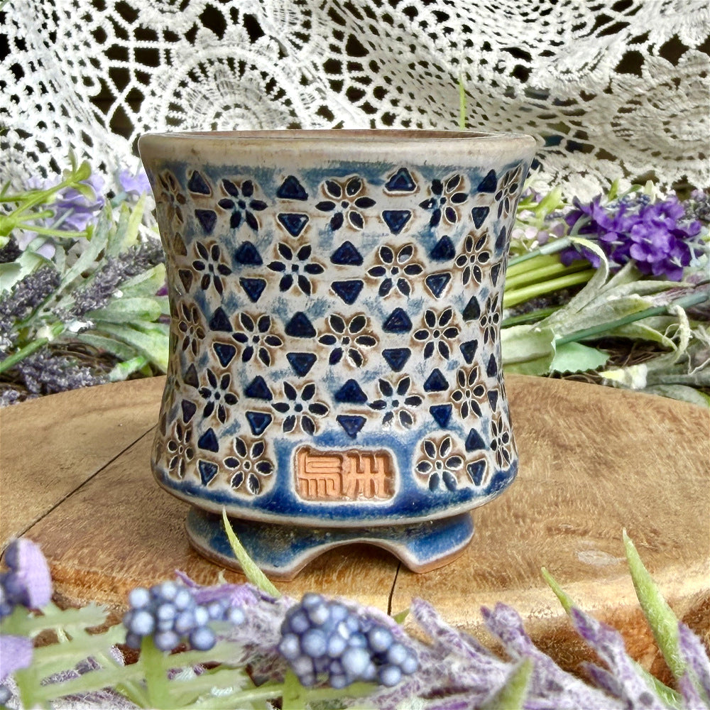 WS-0042 Handmade Artisan Pottery Planter Pot - Pot rim diameter: 1.8"