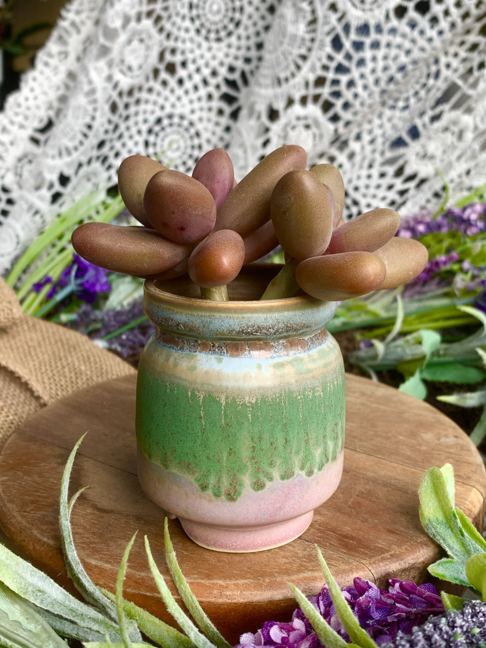 SC-0017 Artisan Handcrafted Pottery Planter Pot - Pot Rim Diameter: 1.8"