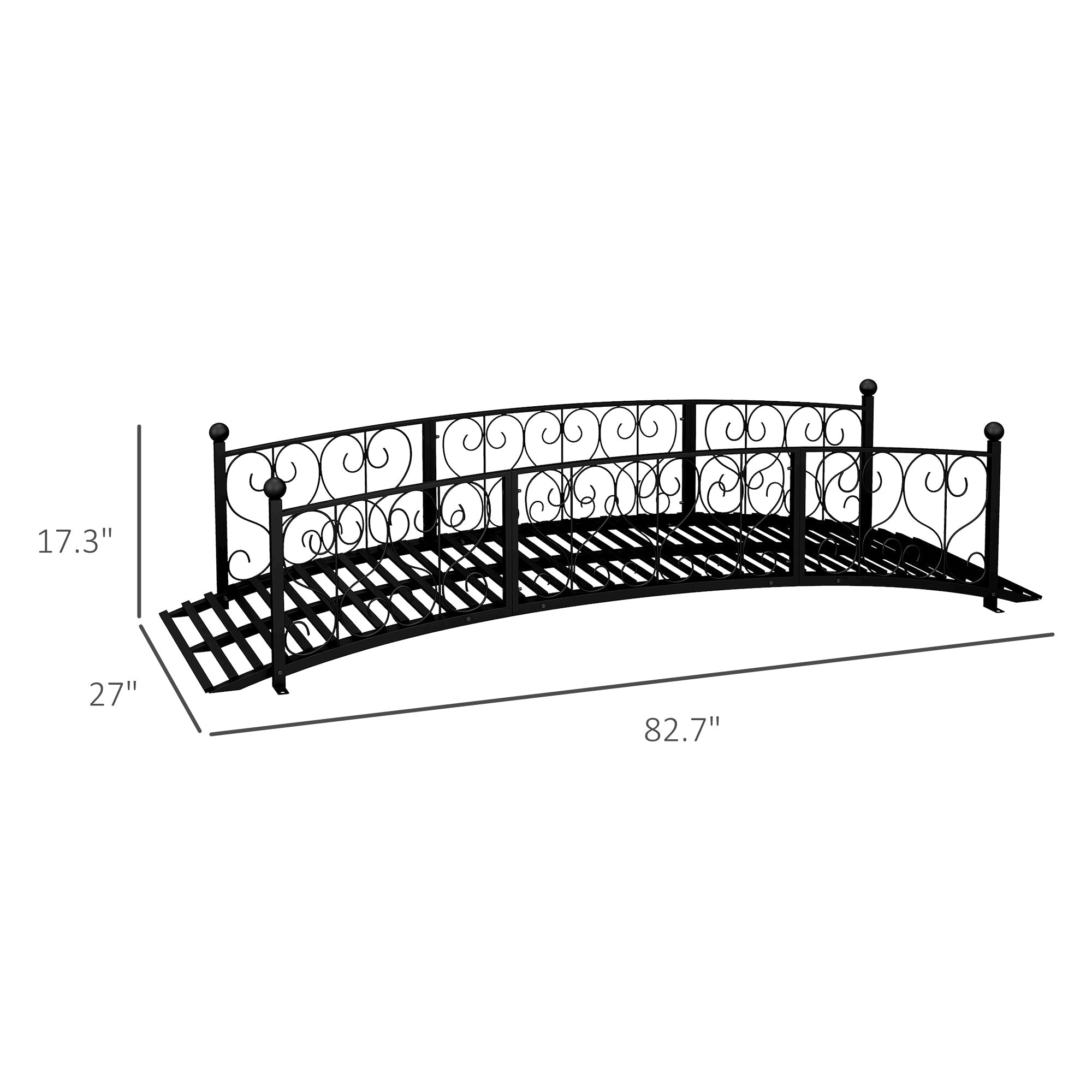 Outsunny 7' Metal Arch Garden Bridge with Safety Siderails