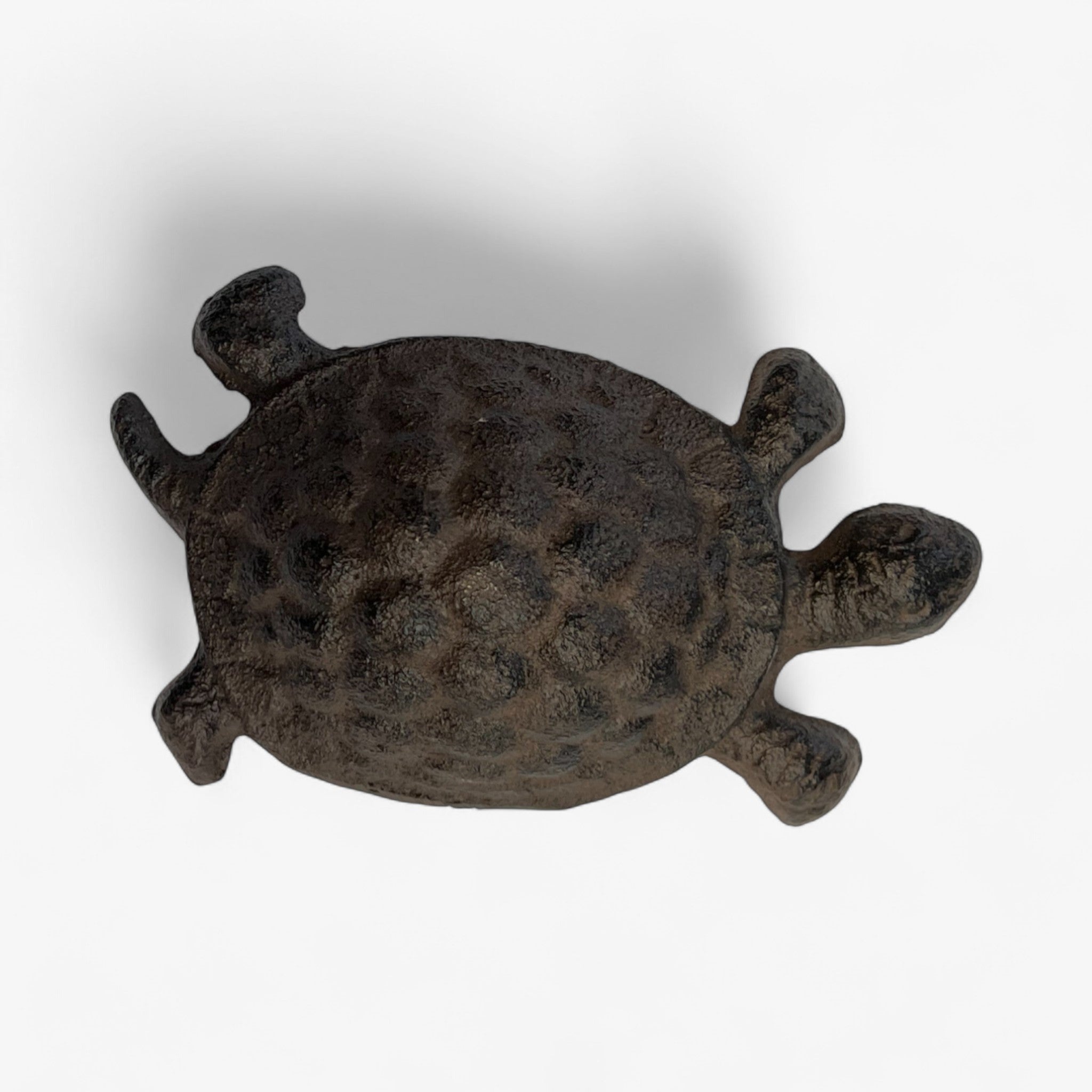 Turtle Garden Statue, Cast Iron, Rustic Outdoor Figurine