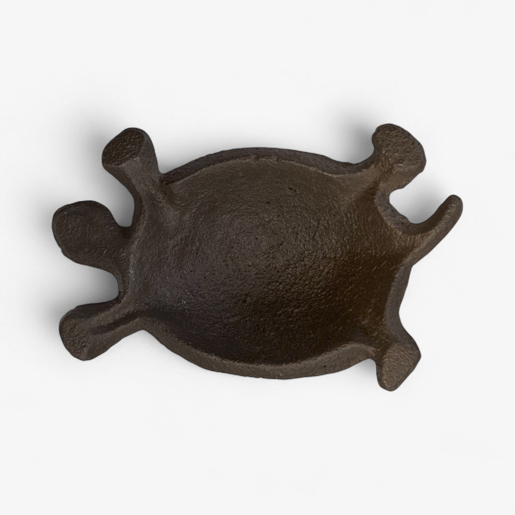 Turtle Garden Statue, Cast Iron, Rustic Outdoor Figurine