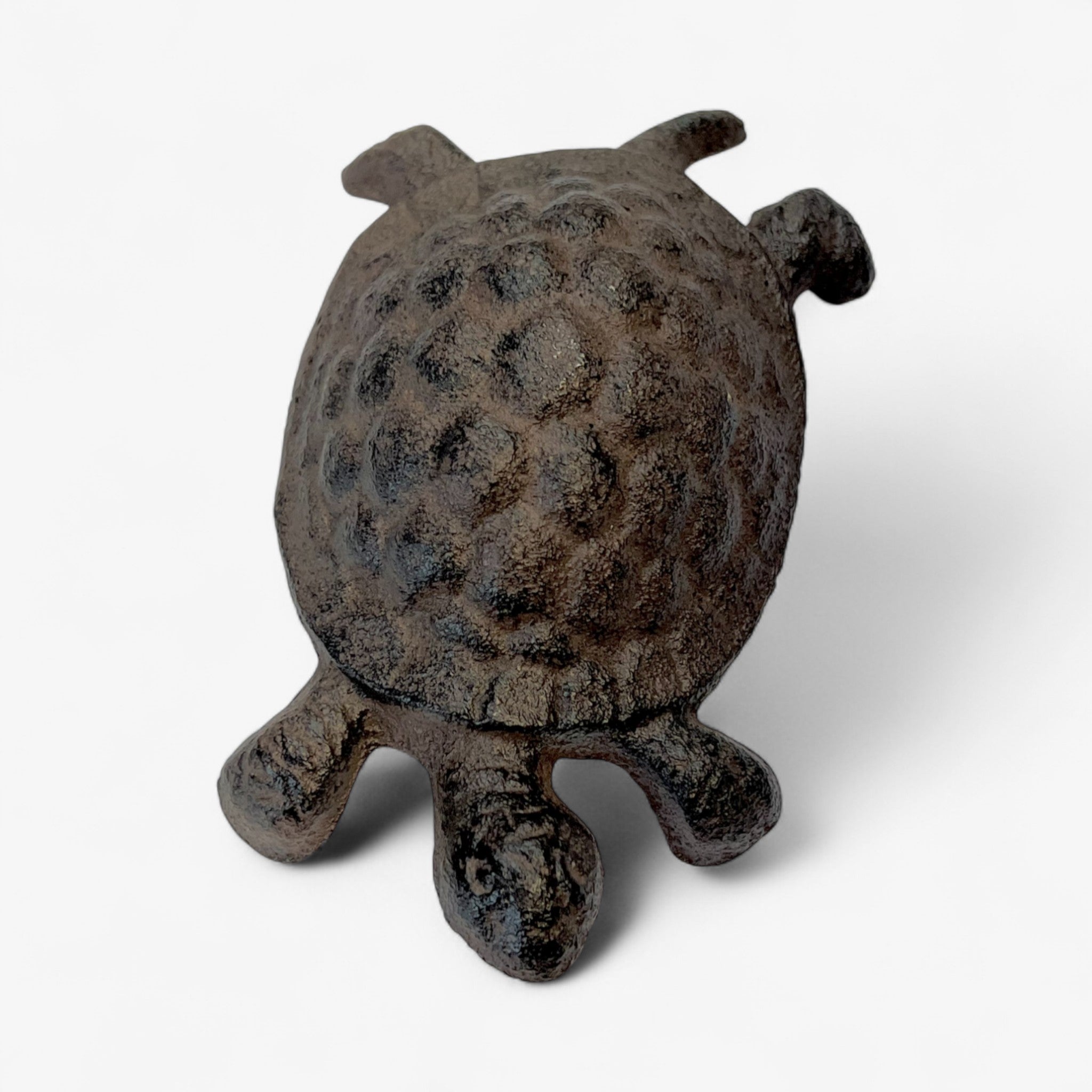 Turtle Garden Statue, Cast Iron, Rustic Outdoor Figurine