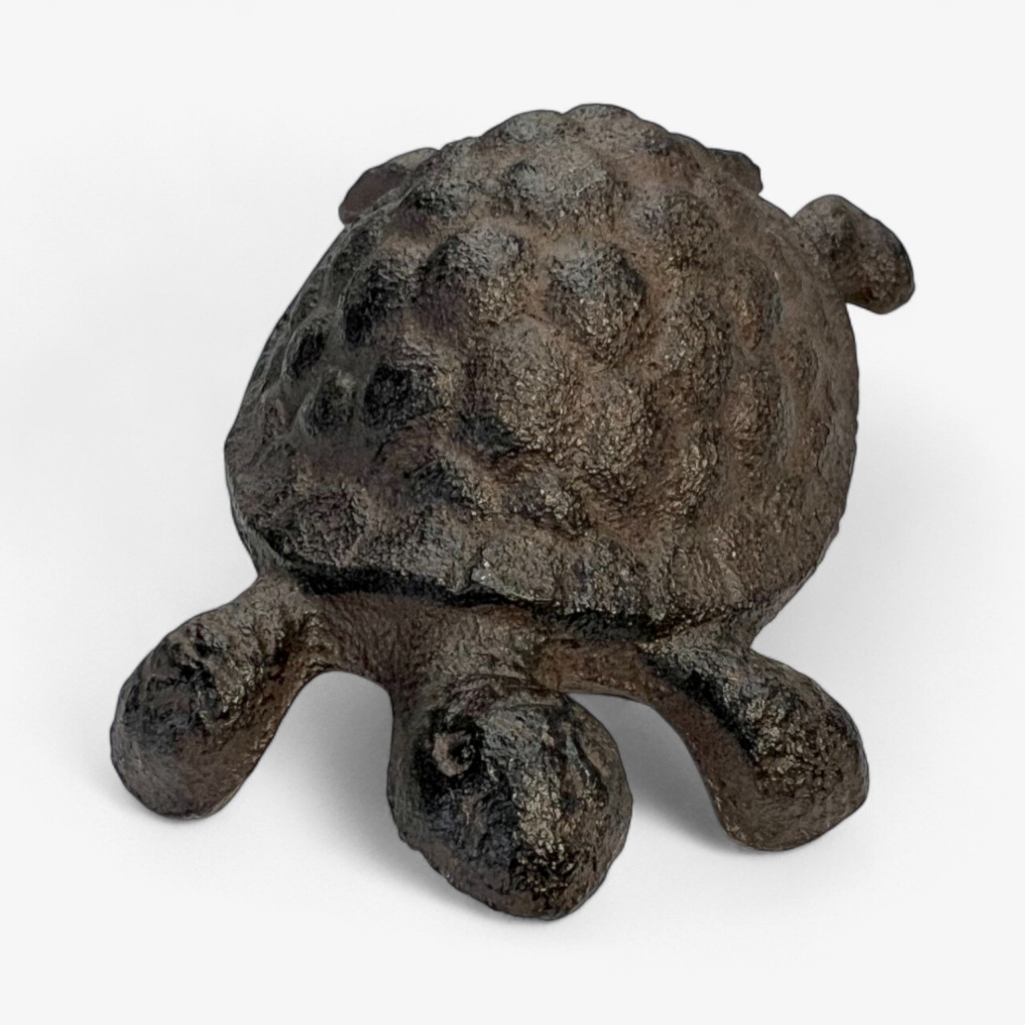 Turtle Garden Statue, Cast Iron, Rustic Outdoor Figurine
