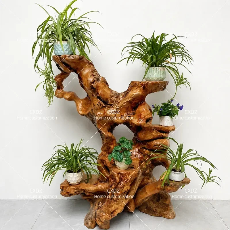 Natural Camphor Wood Root Carving Display Stand – Solid Wood Bonsai & Art Pedestal