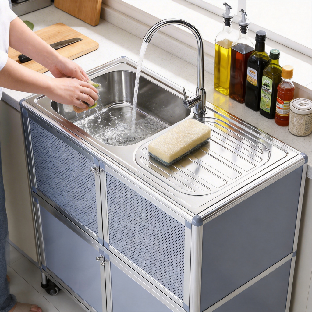 Utility Sink with Cabinet, Freestanding Utility Sink, Laundry Room Sink Cabinet, Outdoor Sink Station, Stainless Steel Utility Sink (32.68' D x 16.93' W x 33.27' H)