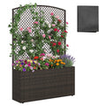 58 Inch Raised Garden Bed with Trellis and Wicker Planter Box