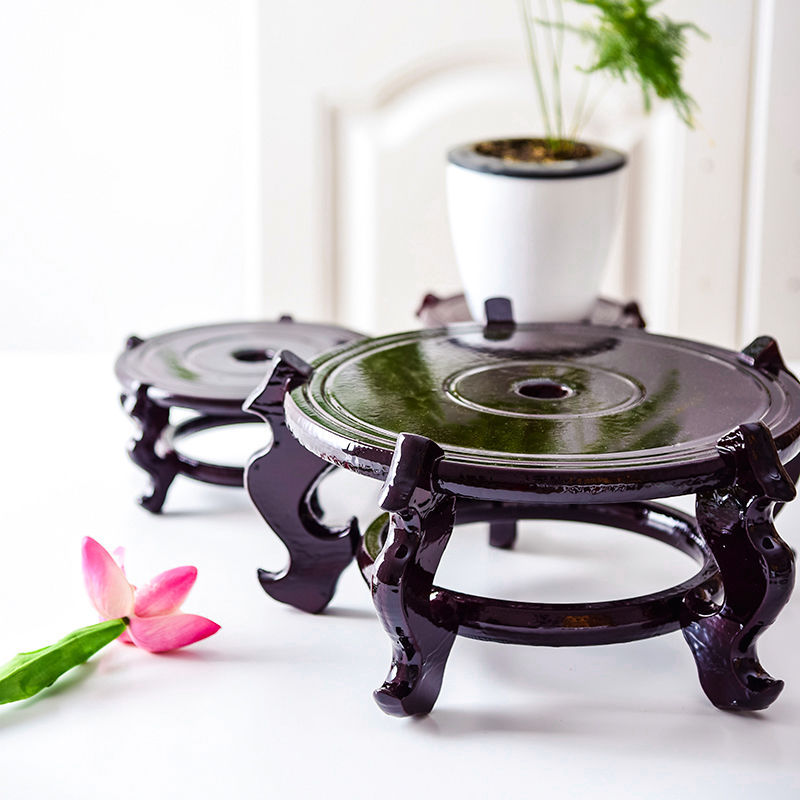 Solid Wood Asian Flowerpot Base