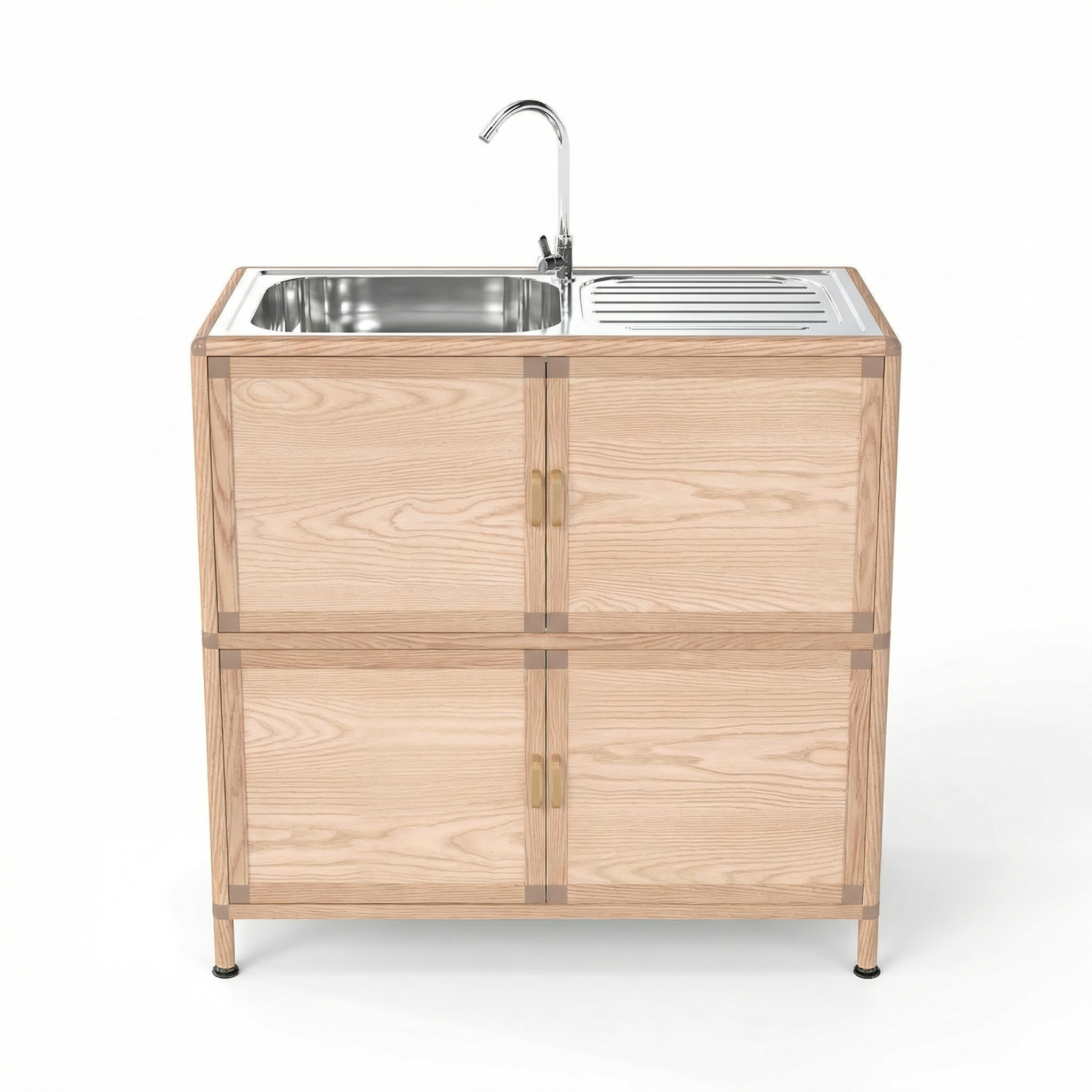 Utility Sink with Cabinet, Freestanding Utility Sink, Laundry Room Sink Cabinet, Outdoor Sink Station, Stainless Steel Utility Sink (32.68' D x 16.93' W x 33.27' H)