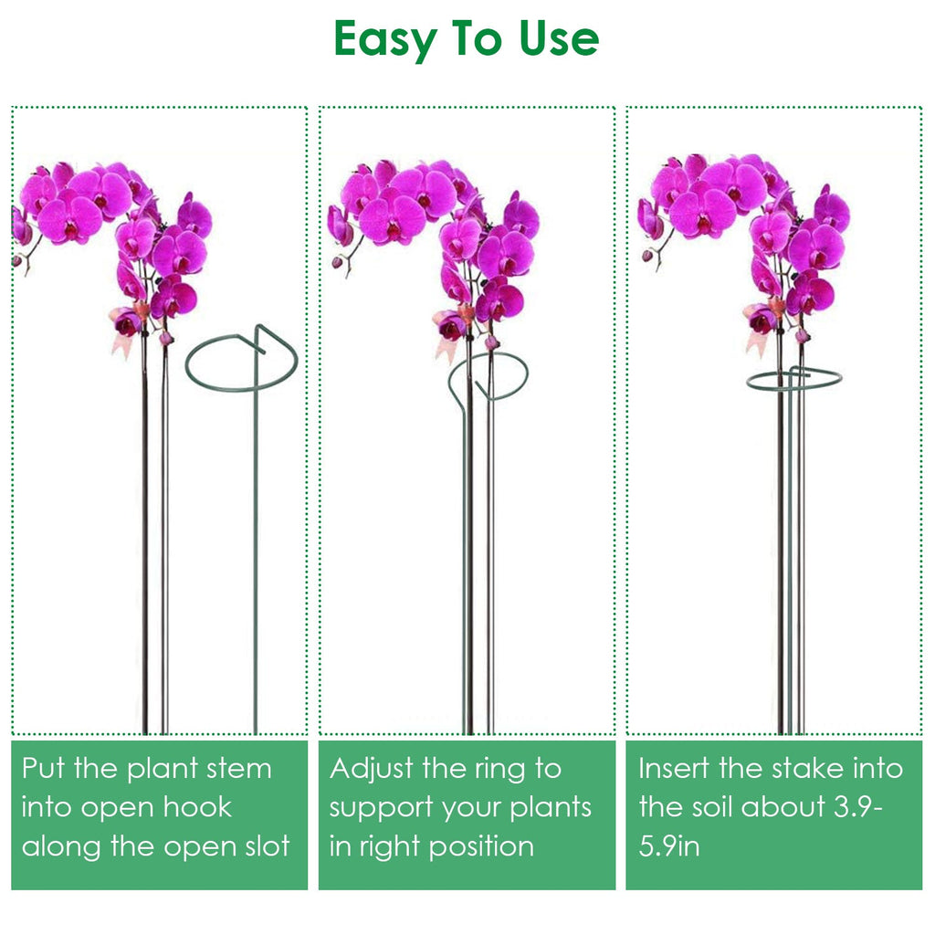 10 Packs 16in Plant Support Stakes Garden Flower Single Stem Support Stake Iron Plant Cage Support Ring For Tomatoes Orchid Lily Peony Rose Flower Ama