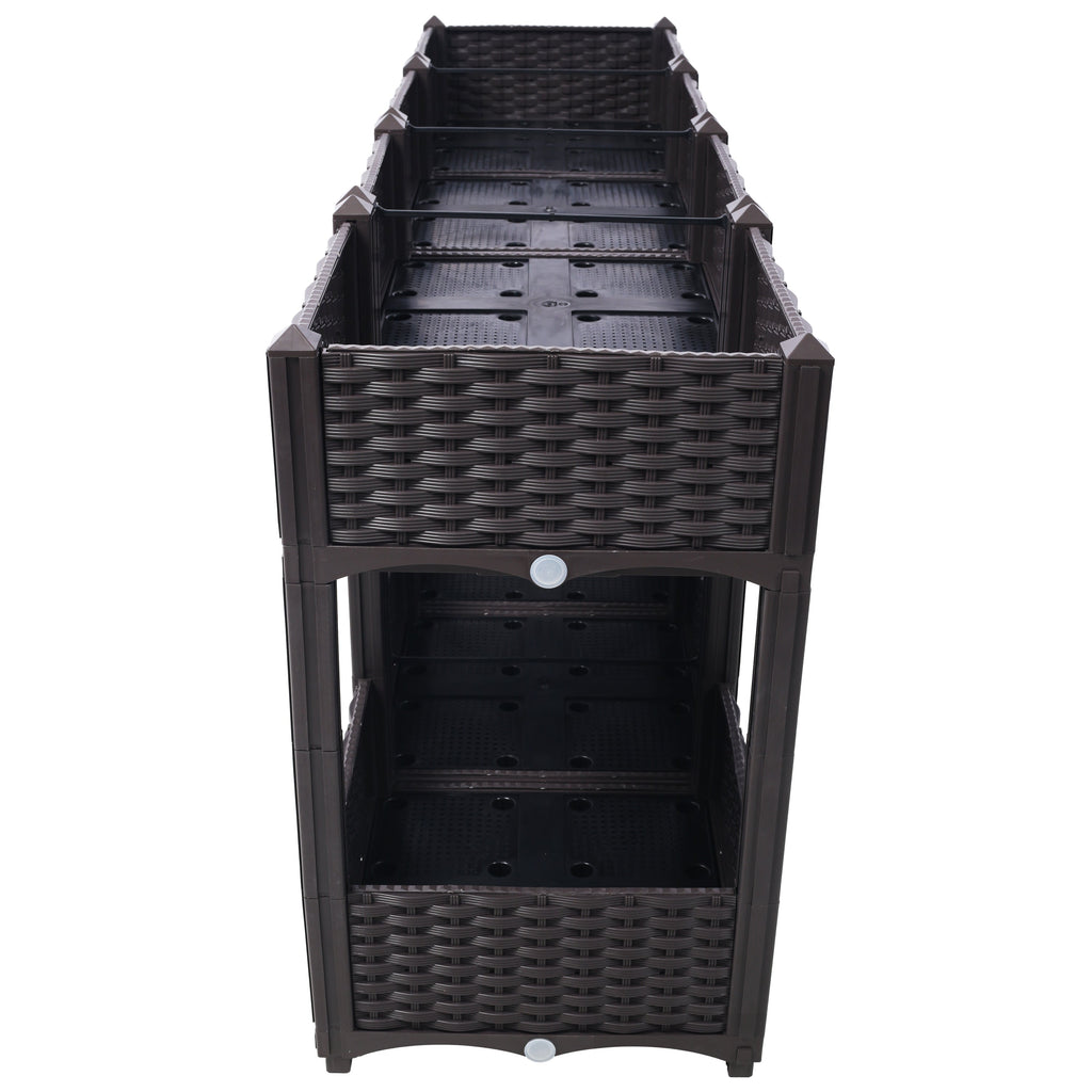 Planter Raised Beds - Elevated Planter Garden Box with Drainage Plug Raised Garden Beds for Vegetable/Flower/Herb Outdoor Standing Planter Beds Gardening Kit,Brown,63'x15.7'x27.7'