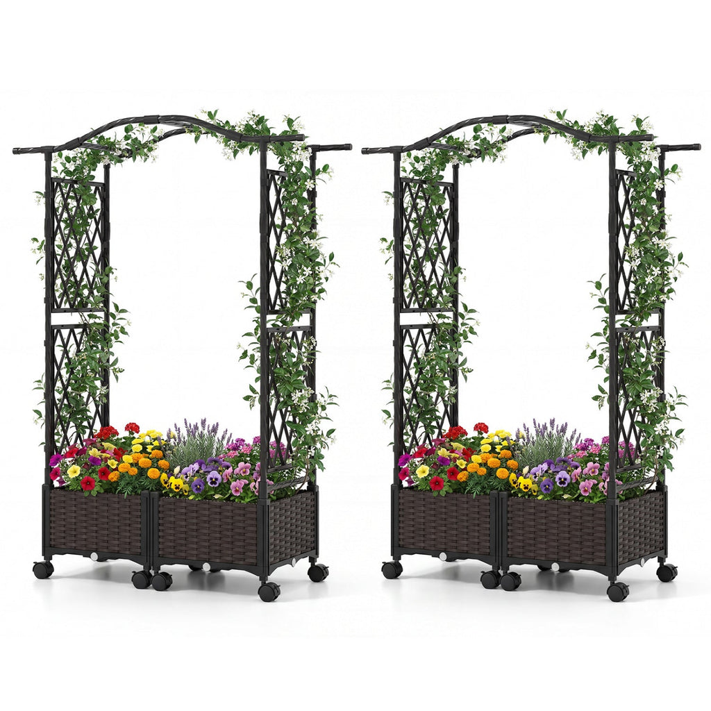 5 FT Tall Raised Garden bed with Lockable Wheels and Hanging Roof for Climbing Flowers
