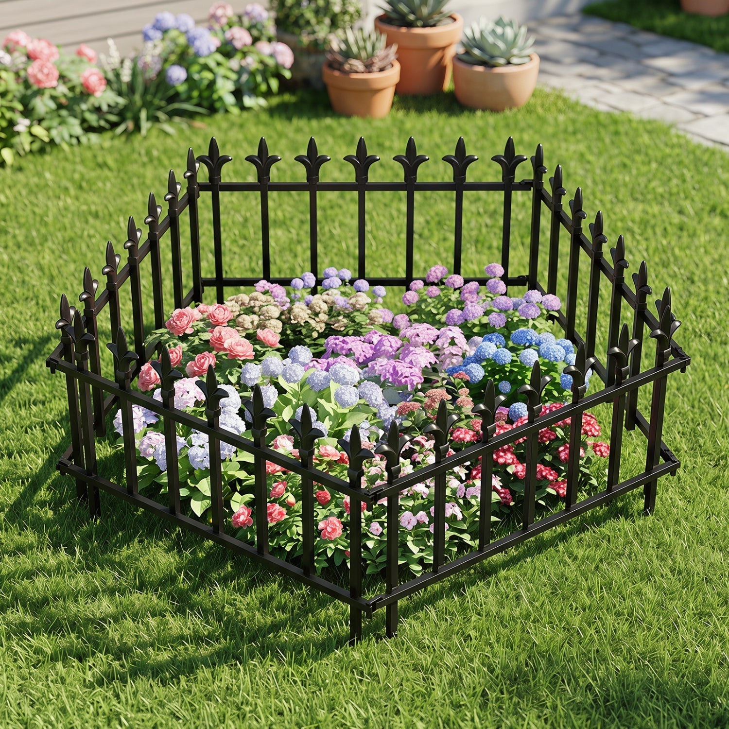 Decorative Metal Garden Fence 5-Pack or 10-Pack No-Dig