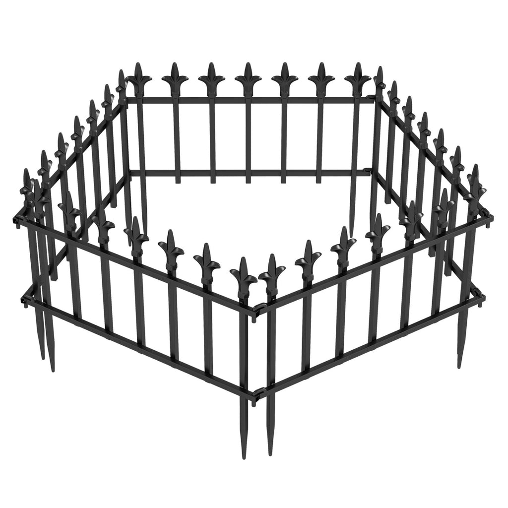 Decorative Metal Garden Fence 5-Pack or 10-Pack No-Dig
