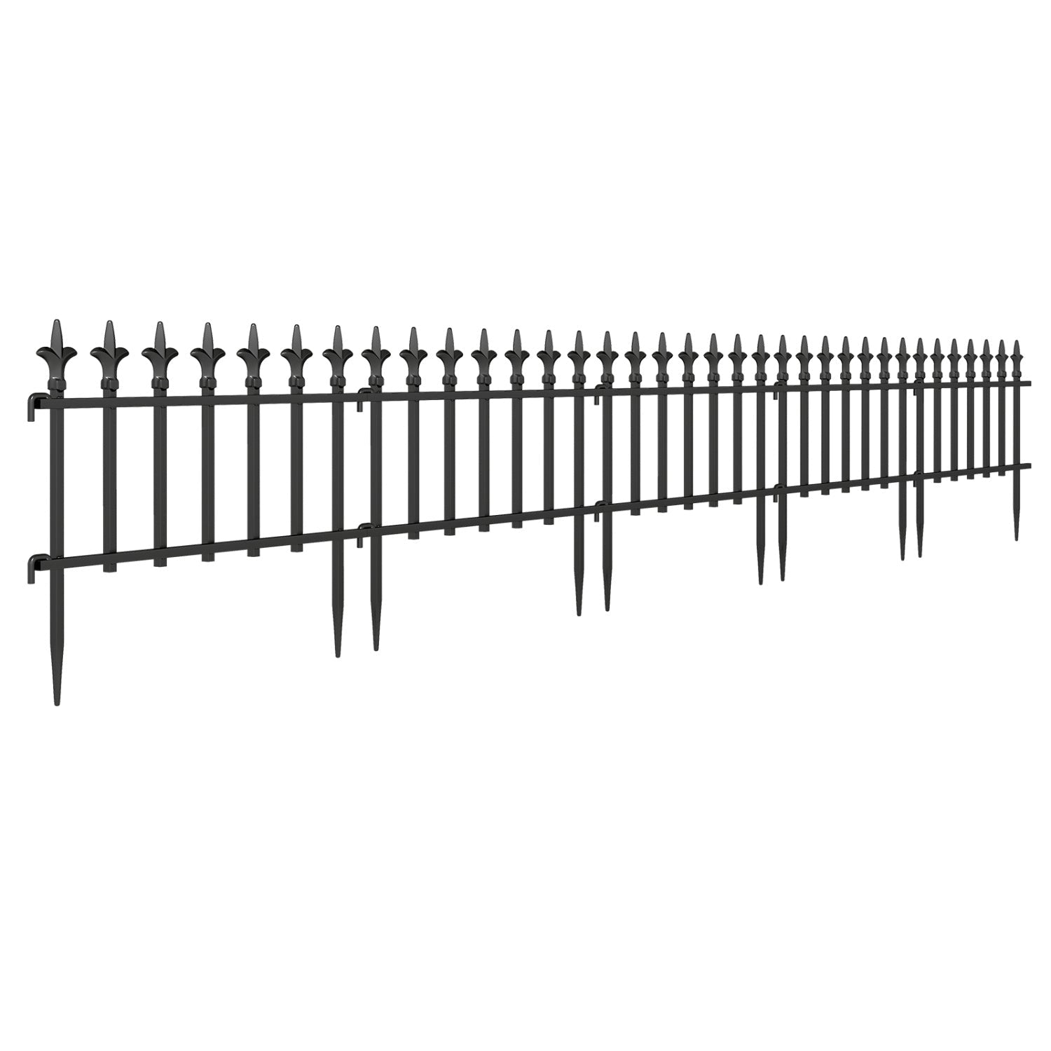 Decorative Metal Garden Fence 5-Pack or 10-Pack No-Dig
