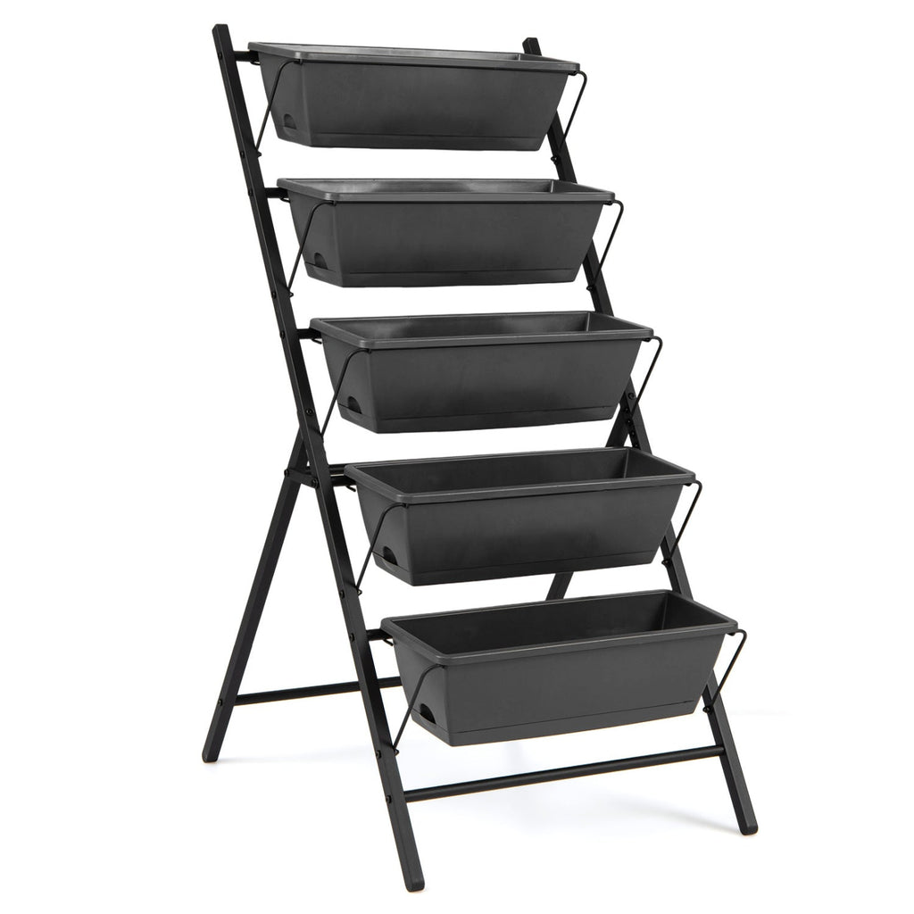 5-Tier Vertical Raised Garden Bed with Drainage System and Removable Trays for Vegetables