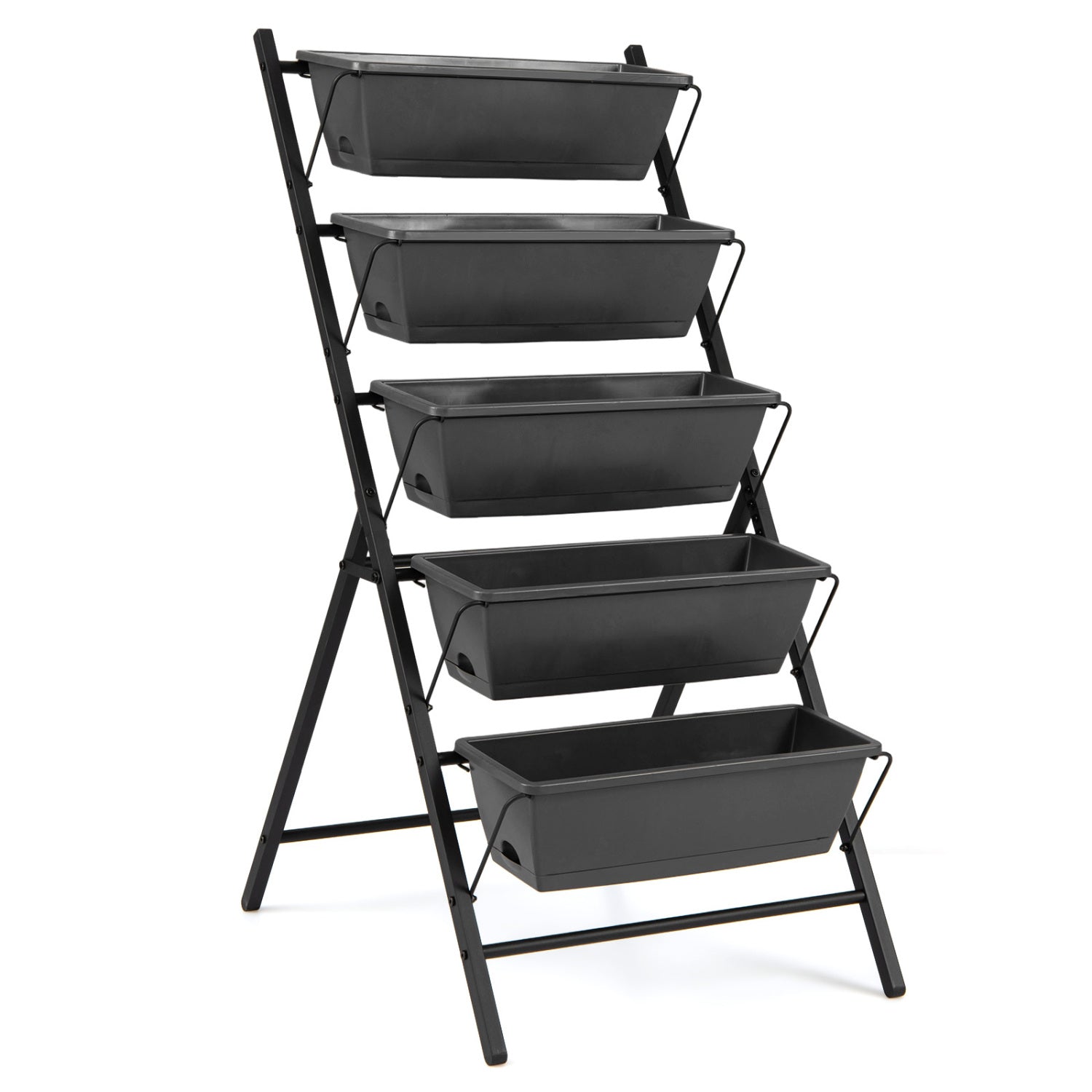 5-Tier Vertical Raised Garden Bed with Drainage System and Removable Trays for Vegetables