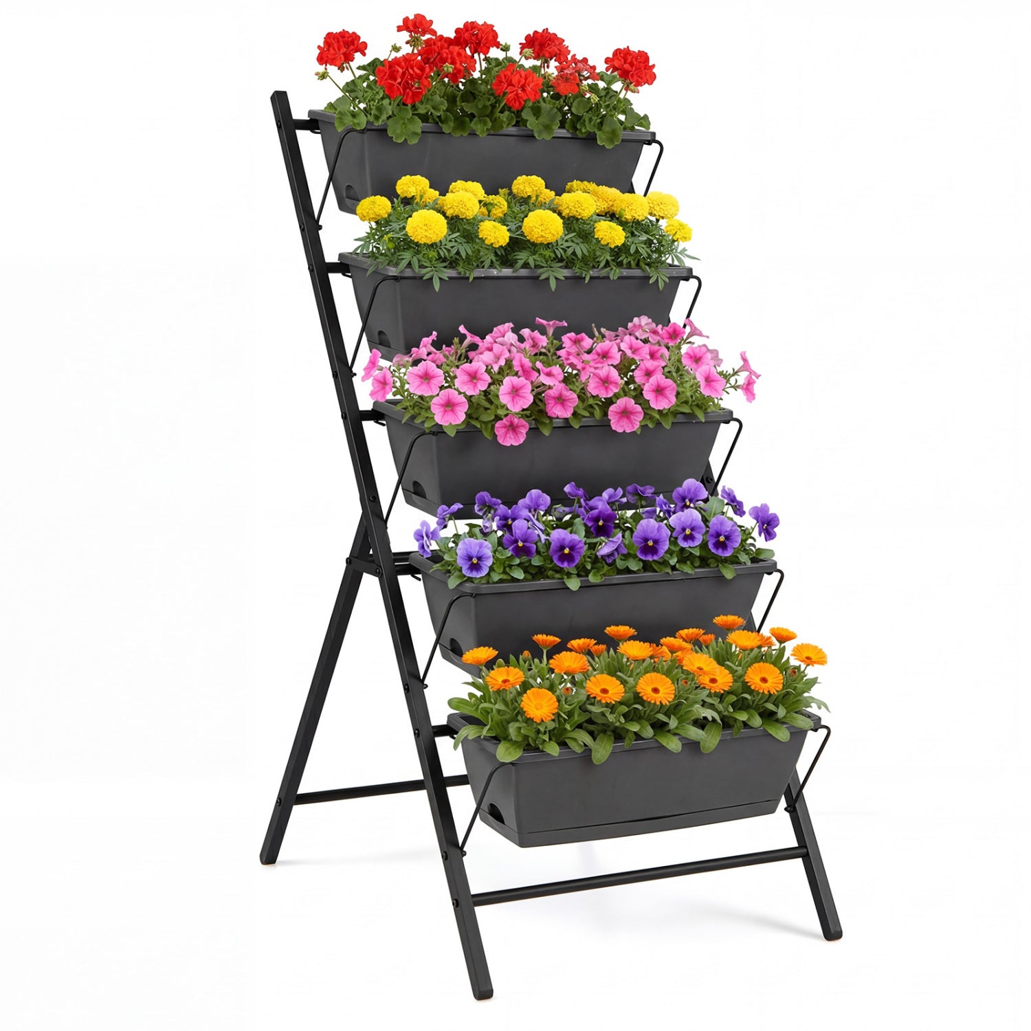5-Tier Vertical Raised Garden Bed with Drainage System and Removable Trays for Vegetables