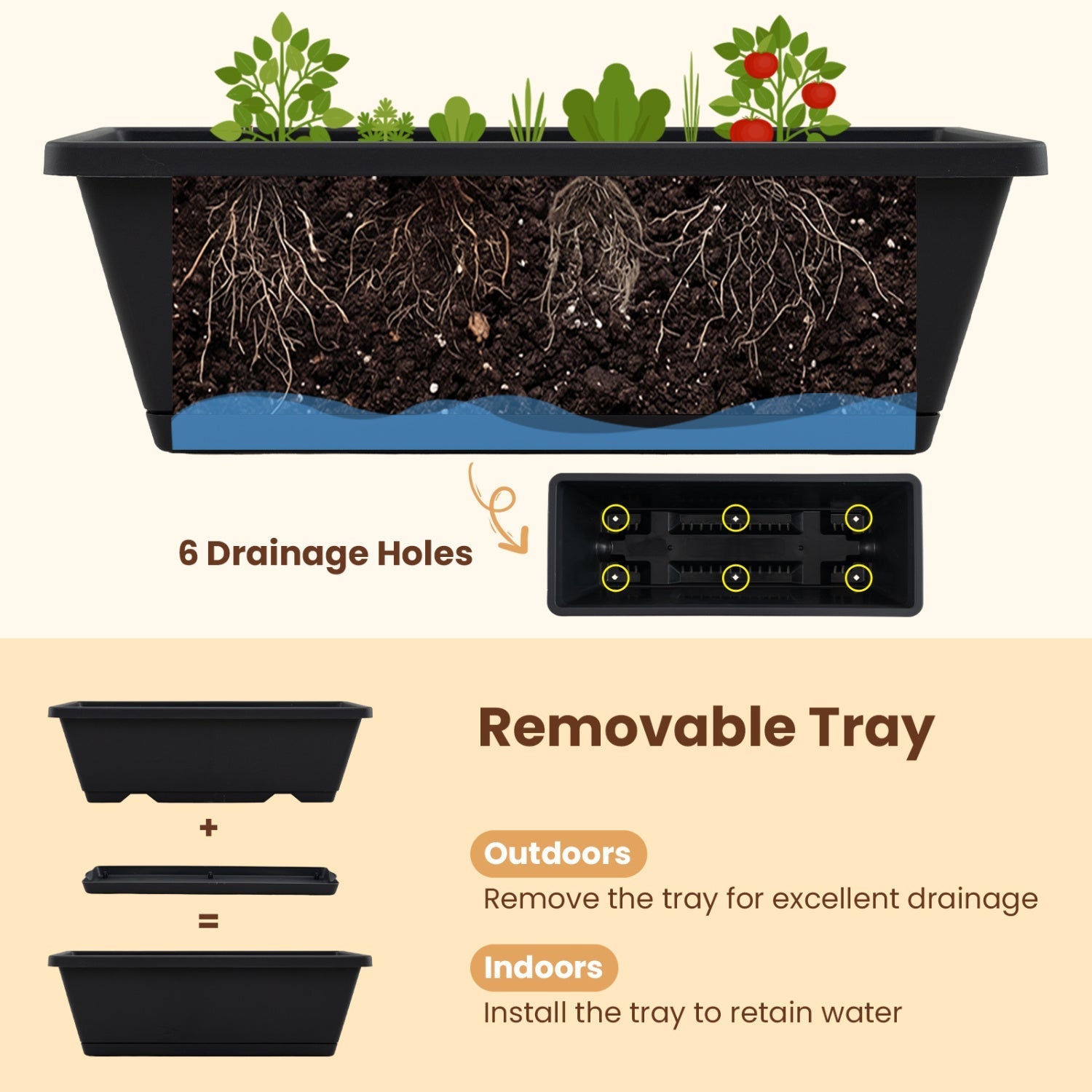 5-Tier Vertical Raised Garden Bed with Drainage Holes for Patio