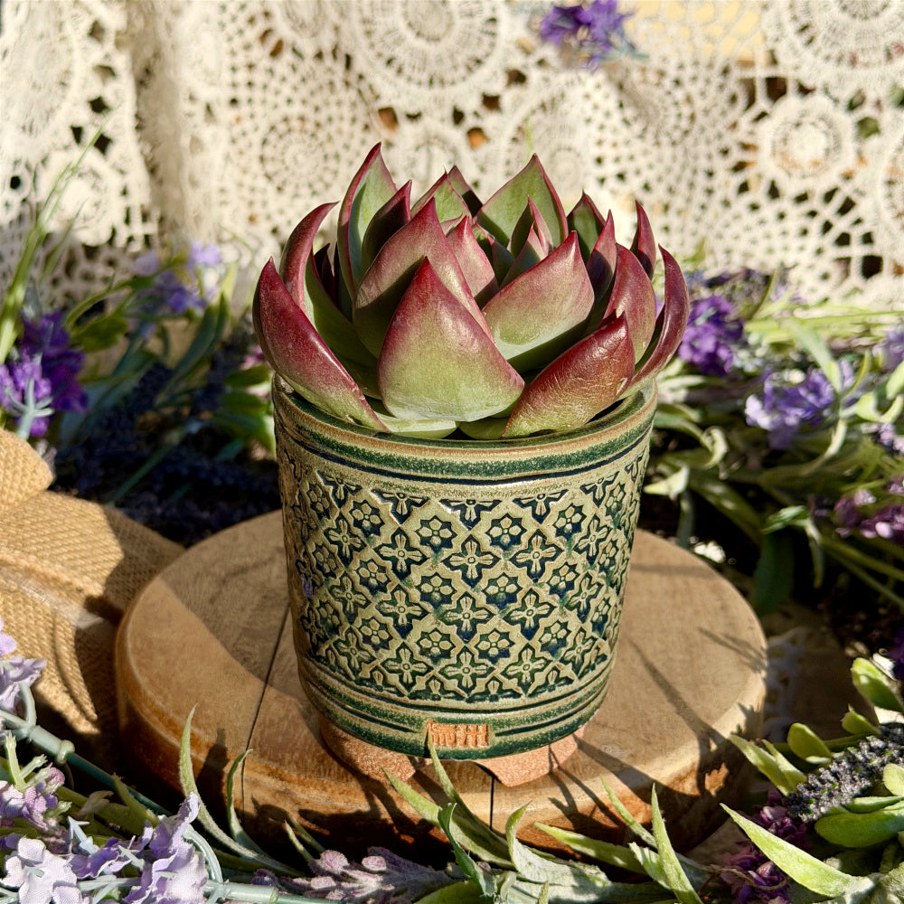 WS-0053 Rustic Handmade Clay Planter Pot - Pot rim diameter: 3"