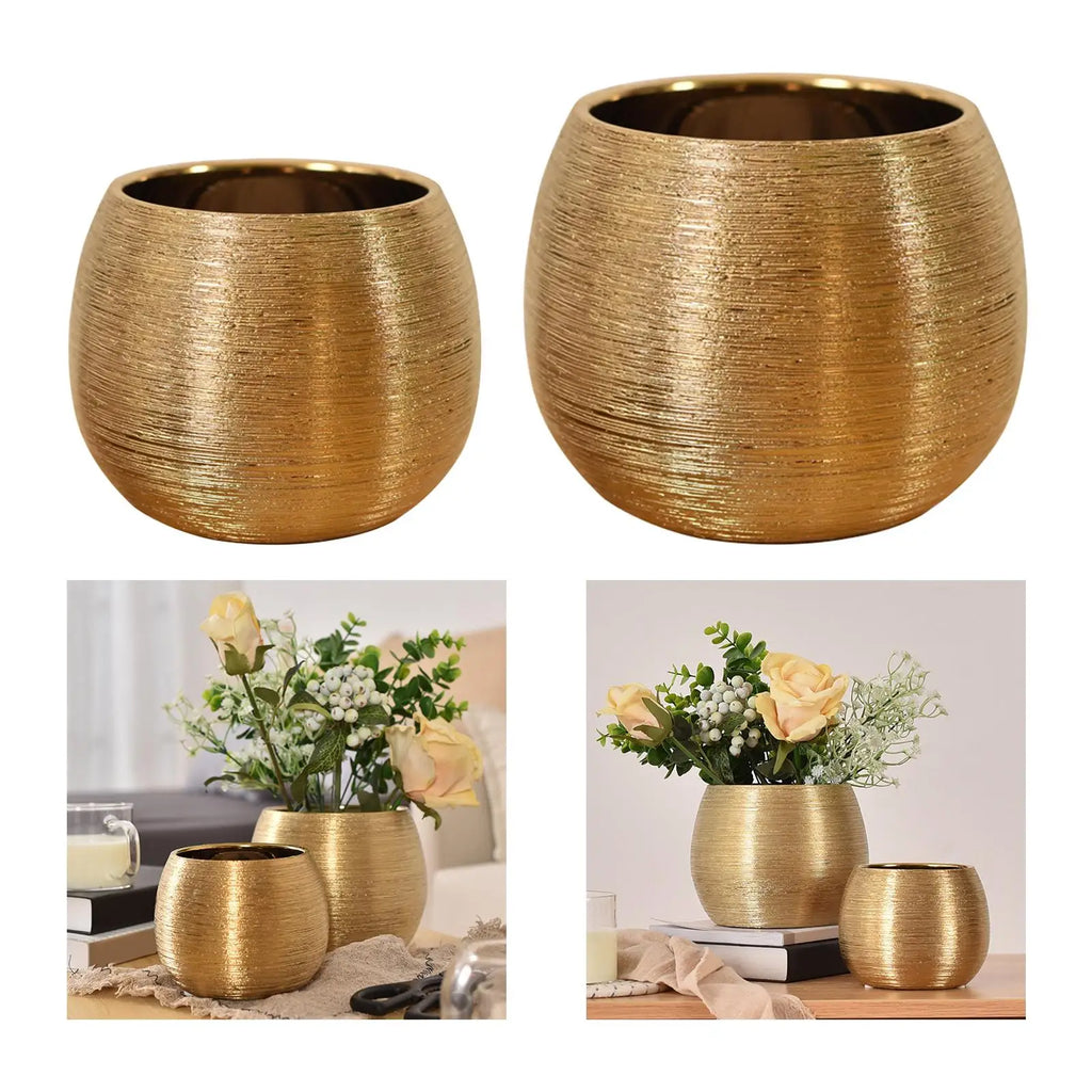 Ceramic Bowl Flowerpot & Houseplant Planter – Tabletop & Office Desk Container