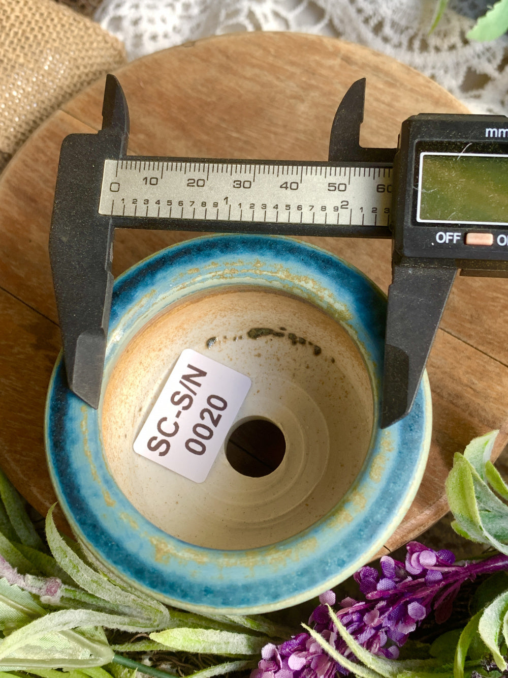 SC-0020 Handmade Artisan Pottery Planter Pot - Pot Rim Diameter: 2.3"