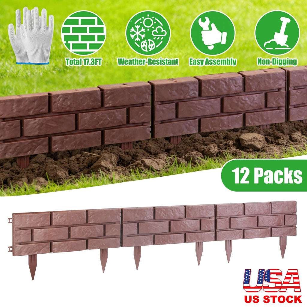 Garden Border Edging Panels 12-Pack with Rotatable Connectors