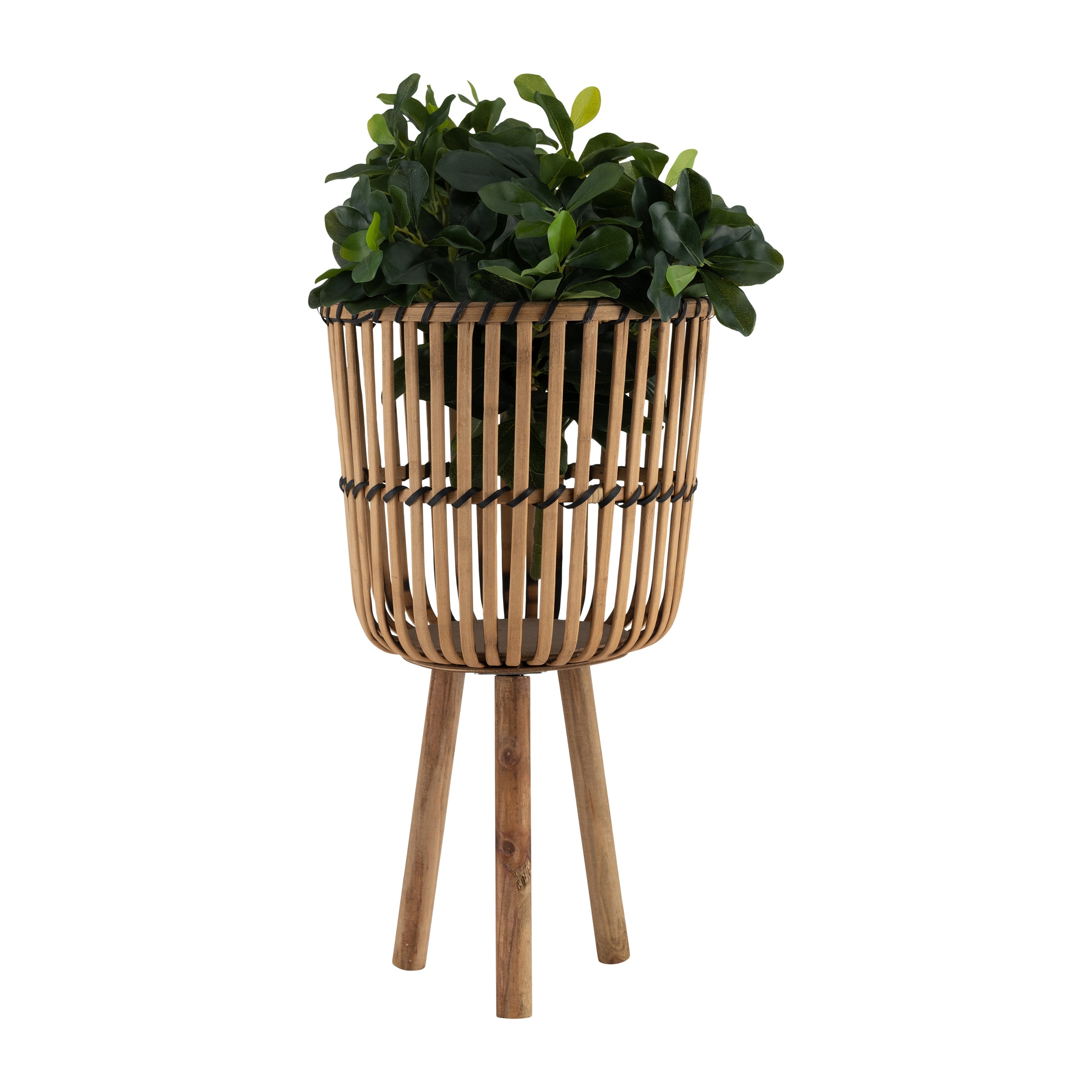 S/3 BAMBOO FOOTED PLANTERS 11/13/15', NATURAL