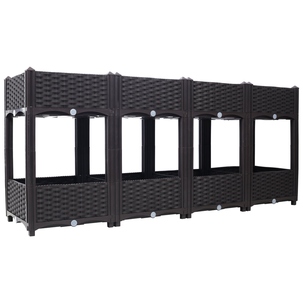 Planter Raised Beds - Elevated Planter Garden Box with Drainage Plug Raised Garden Beds for Vegetable/Flower/Herb Outdoor Standing Planter Beds Gardening Kit,Brown,63'x15.7'x27.7'