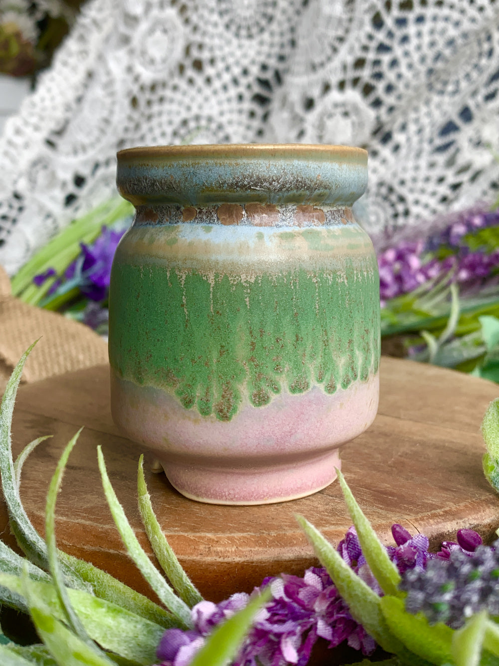 SC-0017 Artisan Handcrafted Pottery Planter Pot - Pot Rim Diameter: 1.8"