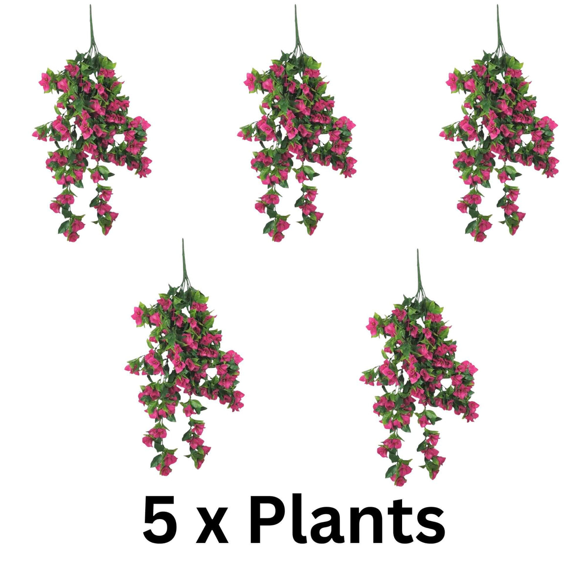 Pink Bougainvillea Artificial Hanging Plant Set of 5 35in – UV Resistant