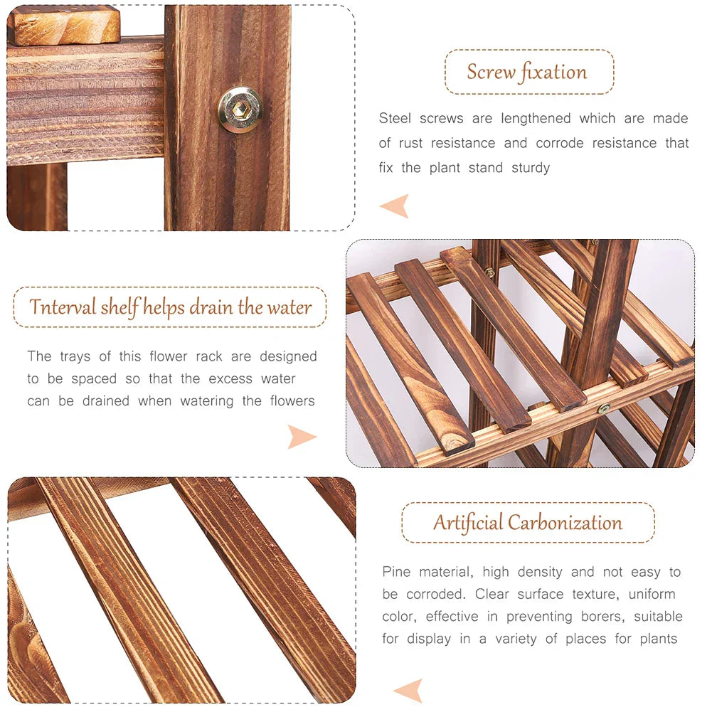 DecorBites™ 6-Tier Wood Plant Stand Shelf for Indoor/Outdoor Gardens