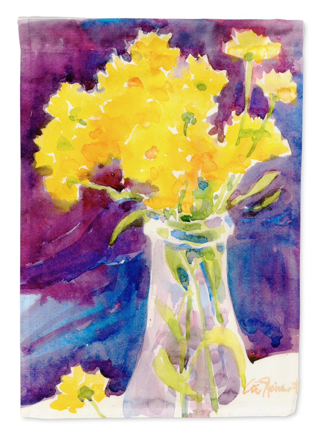 Yellow Flowers in a vase  Garden Flag – Decorative Outdoor Yard Flag
