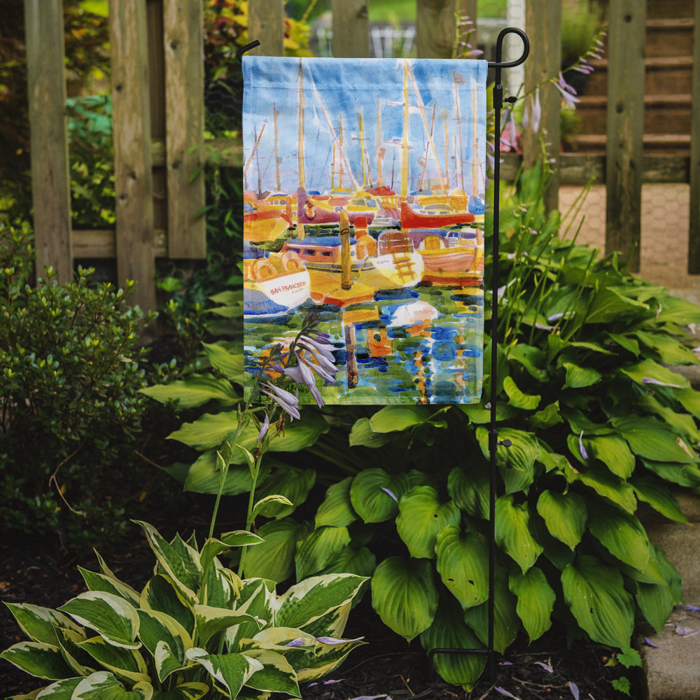 Boats at Harbour Pier  Garden Flag – Decorative Outdoor Yard Flag