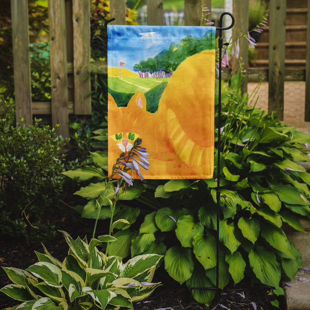 Orange Tabby Cat on the Green Golfer  Garden Flag – Decorative Outdoor Yard Flag