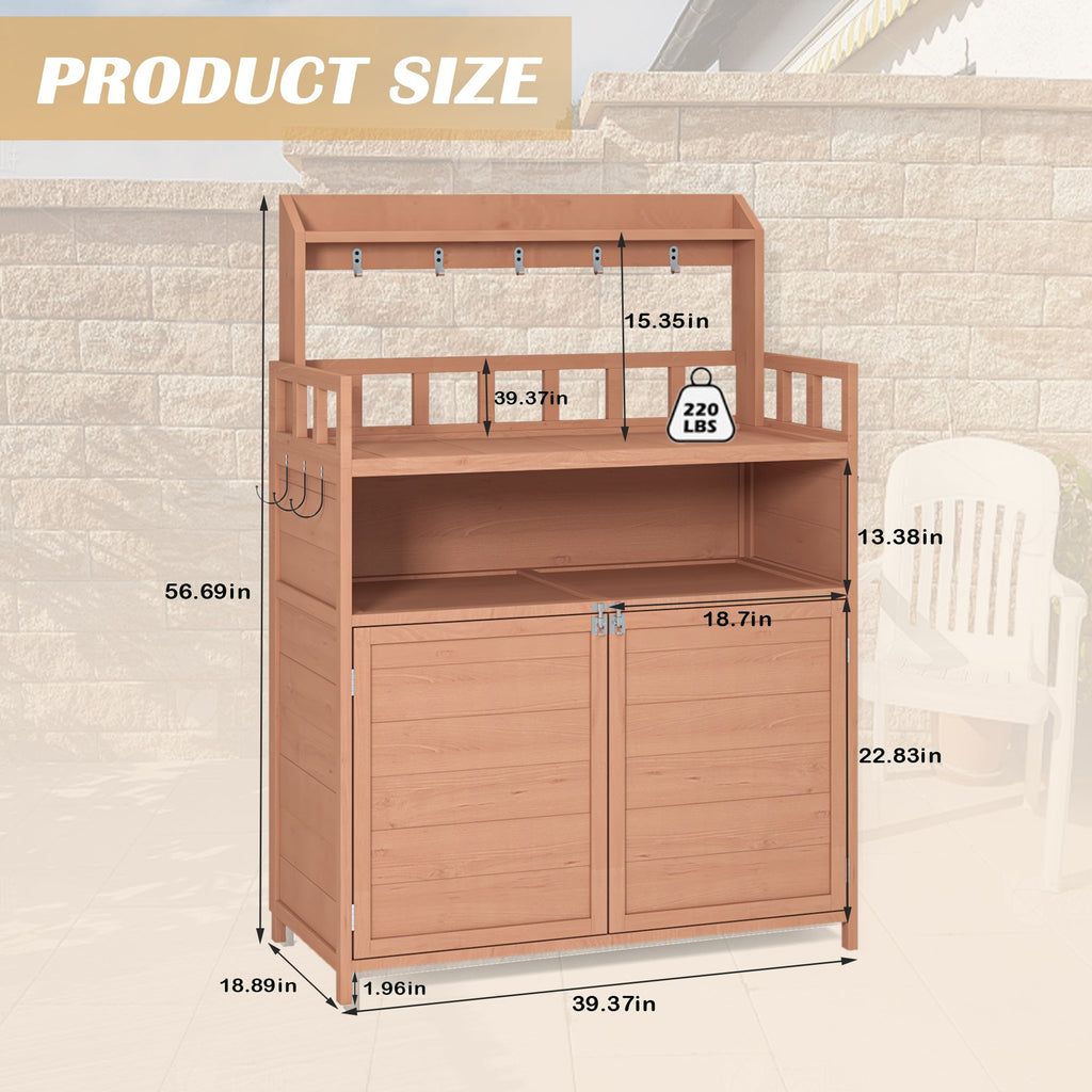 Outdoor Gardening Work Station with Storage Cabinets