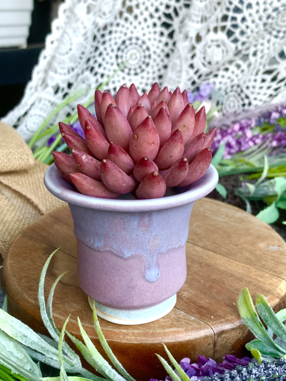 SC-SN0048 Unique Handmade Pottery Planter Pot - Pot rim diameter: 2.1"