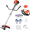 Gas Weed Wacker Cordless 2 in 1 String Trimmer, 52cc 2 Cycle Weed Eater with Anti-Slip Handle Brush Cutter Garden Tools Edger Lawn Tool (Red)